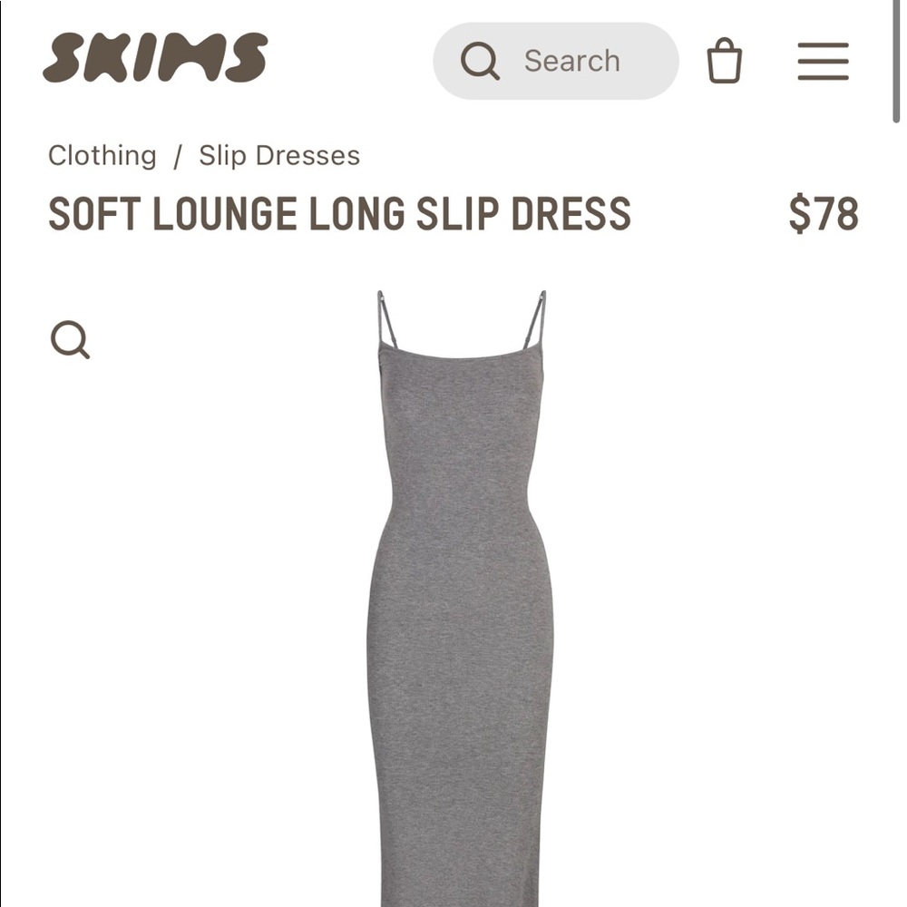 Skims soft lounge Long slip dress size small in gray